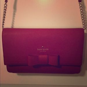 Red kate space crossbody/clutch with bow AUTHENTIC